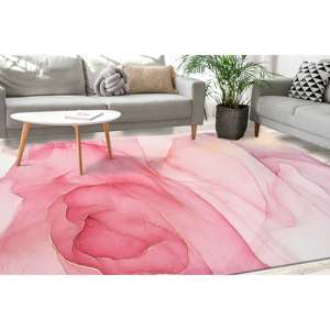 Pink And Gold Marble <b>Printed</b> Rug: <b>Nursery</b>, Bedroom, Living Room,Nonwoven Soft Rug - Product Image 1