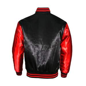 Chaqueta universitaria de poliéster con puño elástico acanalado de satén de moda retro de los años 80 de color de invierno personalizada OEM para hombres - Product Image 4