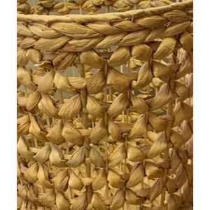 Panier en jacinthe d'eau tissé à la main avec poignées, panier de rangement tissé naturel bohème pour la maison, poubelle pour hôtel, décoration de la maison, meubles - Product Image 4