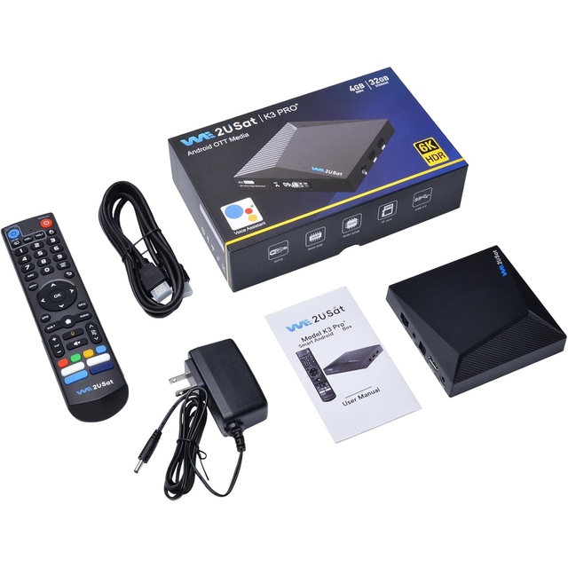 We2USat K3 PRO+ Free Smart TV Box 4GB 64GB Android 12 4K WiFi6 BT 5.0 1000M US TV Streaming Media