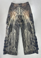 Jean cargo grunge Y2K pour homme, vintage, délavé, imprimé ailes d'ange, multi-poches, coupe large, streetwear