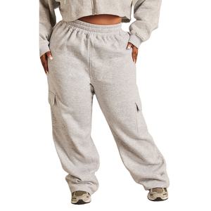 Parche de chándal de mujer de gran tamaño con logotipo personalizado bordado recortado con cremallera desgastada personalizada conjunto de Sudadera con capucha Joggers mujer chándal - Product Image 5