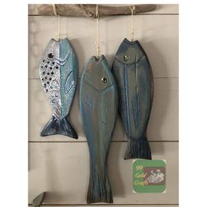 Hand Carved <b>Wooden</b> Fish from Vietnam, Ideal for Wall Art, Kids <b>Craft</b> Projects, Nautical Decoration for Home Garden or Porch - Product Image 1