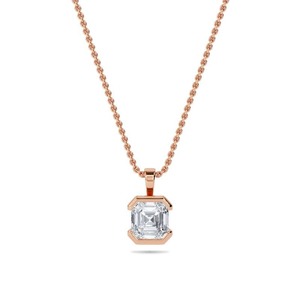 จี้เพชรทรง Asscher แบบ Step Cut น้ำหนัก 0.40 กะรัต เพชรเพาะเลี้ยงในห้องปฏิบัติการ ตัวเรือนแพลตตินั่ม เหมาะสำหรับงานแต่งงาน งานหมั้น และงานเลี้ยง - Product Image 3