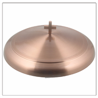 Lot de 2 plateaux de communion en acier inoxydable avec 1 couvercle Plateau de service en laiton et métal Finition en cuivre