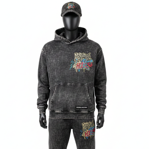 Survêtement en coton 100% personnalisé, deux pièces, sweat-shirt surdimensionné pour homme, molleton français, impression surdimensionnée, survêtement pour homme - Product Image 2