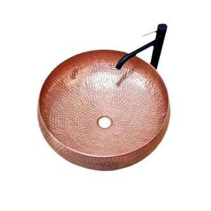 Lavabo de Cobre de Diseño de Lujo para Hotel, Hogar, Villas, Decoración de Baños de Casas de Campo, Lavabo de Cobre de Forma Redonda - Product Image 1