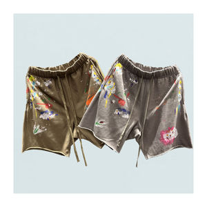 Custom Gym Men Sweat Shorts Fleece Cordón Sun Faded Wash Raw Hem Shorts para hombres - Product Image 2