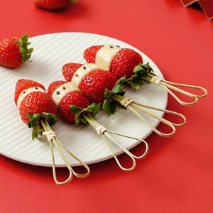 Bambou Brochette Pick Stick avec Coeur Top pour Fête Gâteau Fruits Apéritif Décoration Utiliser Jetable Cure-Dents Bâton - Product Image 6