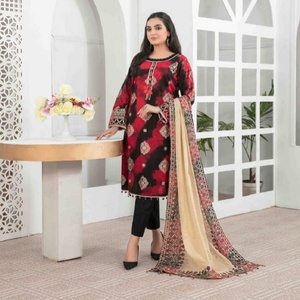 Tawakkal-traje de 3 piezas con mesa dorada impresa, ropa de la India y paquistaní de marca Original - Product Image 5