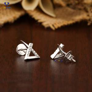 0.216 TDW rond brillant coupe diamant boucle d'oreille 14k or blanc Labgrown diamant Hpht/Cvd diamant bijoux - Product Image 4