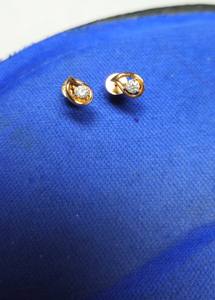 Bague d'oreille en or rose 14 carats de qualité supérieure avec 2 diamants taille ronde Total 0.18 Cts VS SI F G Clarté Bijoux élégants - Product Image 4