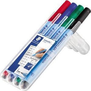 Marcadores de Pizarra Blanca Corregibles STAEDTLER Lumocolor, Punta de 0.6 mm, Colores Surtidos, 4 Piezas/Paquete - Product Image 1