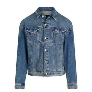 Chaqueta de hombre-Chaqueta vaquera recortada dividida con cremallera-Bolsillos de otoño e invierno Logotipo personalizado Servicio OEM con opción multicolor - Product Image 1