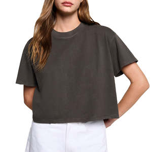 Premium Quality Wholesale Women <b>Crop</b> <b>Top</b> T Shirts Spandex Cotton Short Sleeve Breathable T Shirts Casual - Product Image 1