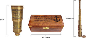 Telescopio Náutico Antiguo de Latón de 14x, Estilo Victoriano Marino de Londres 1915, Grabado, con Caja de Madera para Uso en Exteriores y Regalo - Product Image 2