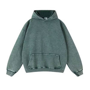 Oversized American Otoño e Invierno Stone Acid Wash 80/20 algodón Kangaroo Pocket Drop Shoulder Pullover Private Label Hoodie - Product Image 1