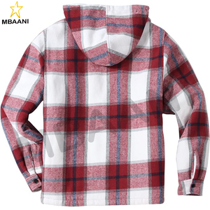 Chemise-veste en flanelle à coupe décontractée doublée de sherpa avec capuche pour homme - Product Image 2