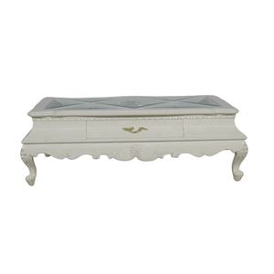 Mesa de Centro para Sala de Estar, Mesa de Té de Madera de Caoba con Cajón, Mesa de Centro Tallada a Mano, Mesa de Centro Blanca, Muebles de Estilo Francés - Product Image 3