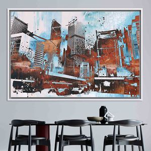 Élégance Urbaine : Décoration Murale sur Toile Imprimée Paysage Urbain Moderne, Toile Encadrée Blanche - Product Image 1