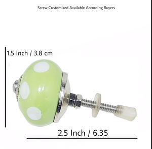 Venta caliente perillas de cerámica de lunares blancos limonada verde cajón manija del Gabinete Tiradores para tocador de cocina-sala de estar Industrial - Product Image 3