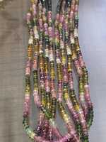 Collier Art Déco Naturel Multi-Tourmalines, Perles de Pierres Précieuses Facettées 4-5mm, Certifié IGI, en Argent Sterling, pour Fiançailles et Anniversaire