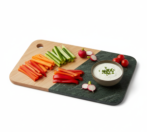 Planche à découper en bois et marbre de luxe pour la cuisine, durable, pour la préparation des aliments, avec poignée en bois naturel, épaisseur 1,3 cm, rectangulaire - Product Image 6