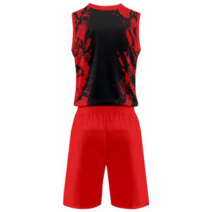 Ensemble d'uniformes de basketball respirants de haute qualité, imprimés, confortables, couleur rouge, demi-manches, grande taille, meilleur design - Product Image 4