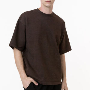 T-shirt en coton épais à col ras du cou côtelé, coupe oversize, personnalisable avec logo OEM, style streetwear - Product Image 6