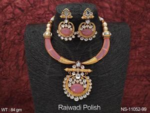 Rajwadi plaqué fantaisie style fête porter belle Kundan bijoux concepteur Kundan ensemble de collier court - Product Image 6