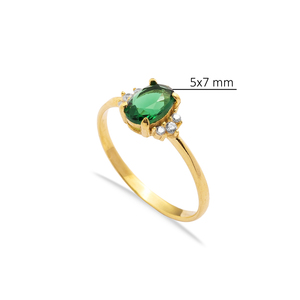 มรกตรูปไข่หิน CZ แหวนคลัสเตอร์ตุรกีแฮนด์เมดขายส่งเครื่องประดับเงินแท้ 925 - Product Image 2