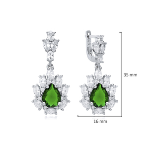 Esmeralda CZ piedras rectángulo turco hecho a mano al por mayor 925 joyería de plata pendientes colgantes - Product Image 2