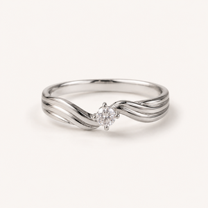 Rose <b>Gold</b> Plated Aurielle Wave Solitaire <b>Ring</b> Romantic Claw-<b>Set</b> Gemstone Jewelry - Product Image 5