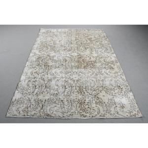 Tapis turc vintage, tapis de 5,3x7,6 pieds, tapis oriental en laine blanche - Product Image 1