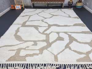 Vente en gros de tapis marocain blanc tufté à la main en laine tapis beige tufté personnalisé tapis beni ourain pour chambre à coucher - Product Image 3