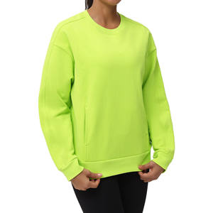Sudadera de algodón con cuello redondo de doble cara y hombros caídos de talla grande para mujer, Jersey, sudaderas transpirables ecológicas para mujer - Product Image 2