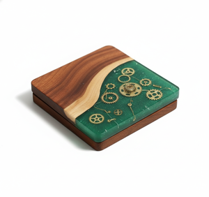 Ensemble de sous-verres modernes et durables en bois et résine |   Sous-verres en résine époxy polie faits à la main, formes personnalisables |   Sous-verres à café de qualité supérieure - Product Image 3