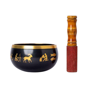 Bol chantant en laiton tibétain contemporain artisanal pour la méditation et la thérapie du zodiaque - Product Image 1