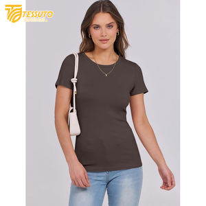 Camisetas recortadas blancas personalizadas para mujer al por mayor, Top corto ajustado de algodón transpirable para bebé, diseño informal con estampado de pantalla - Product Image 1