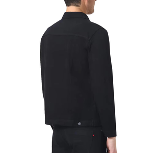 Vestes en jean vintage personnalisées pour hommes, style urbain, 100 % coton, couleur unie, col montant, tissu toile imperméable sur le devant - Product Image 3