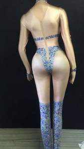 Combinaisons élégantes à panneau en maille pour femmes Bodys de discothèque élégants pour les fêtes et la danse Taille naturelle - Product Image 3