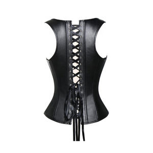 Corset en cuir véritable pour femmes, bustier sexy en dentelle de haute qualité en gros, avec string - Product Image 1