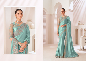 Saree en mousseline de soie satinée avec bordure extensible pour toutes les occasions pour les bandanas ethniques, 6 options de couleur - Product Image 3