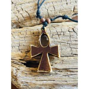 Handmade Classic <b>Wooden</b> <b>Cross</b> <b>Necklace</b> Gold Plated with Diamond and Pearl for Christian Orthodox Engagement Gift - Product Image 5