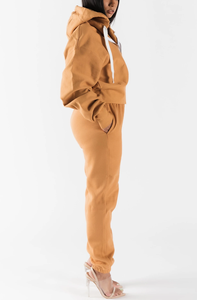 Chándales de algodón de gran tamaño para mujer, chándal holgado de Terry francés, sudadera con cremallera y pantalones, conjunto de 2 piezas 2026 - Product Image 4