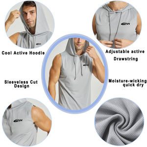 เสื้อกล้ามมีฮู้ดสำหรับผู้ชายเสื้อกล้ามออกกำลังกายแขนกุดสำหรับเพาะกายกล้ามเนื้อลำลองผ้าใบ - Product Image 4