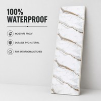 Panneau mural en PVC imitation marbre veiné blanc crème, imperméable, revêtement décoratif intérieur
