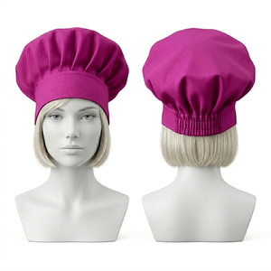 Casquette de chef pour femme en sergé de coton marron, dos élastique, calotte bouffante, étiquette tissée personnalisée, pour cuisine, boulangerie et restauration - Product Image 5