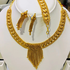 Conjunto de joyas de estilo Dubái Vintage chapado en oro de 24 quilates, Material de diamante de cobre, incluye pendientes, brazaletes, regalo para Bulgaria, Turquía - Product Image 1