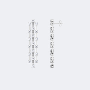 Pendientes Largos en Forma de Gota con Diamantes Redondos Brillantes de 2.50 CTW, Engastados en Oro de 9K - Product Image 5